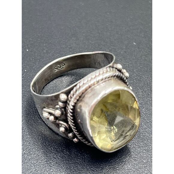 Sterling Silver Faceted Oval Citrine November Cocktail Statement Ring Sz 8.75 - Picture 7 of 8